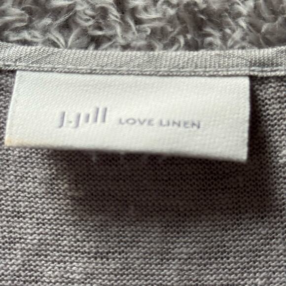 J. Jill Love Linen V Neck Micro-Pleat Tunic Lagonlook Oversize Top Women Gray - Picture 6 of 8